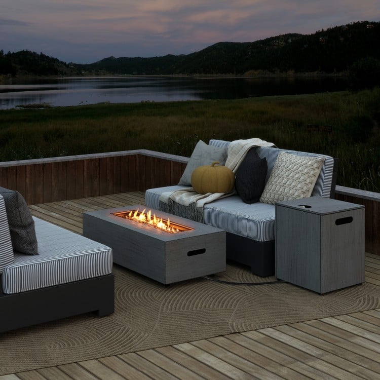 42 Inch 50,000 BTU Outdoor Rectangular Fire Table with Tank Holder