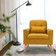 Linen Fabric Single Sofa Armchair with Waist Pillow for Living Room
