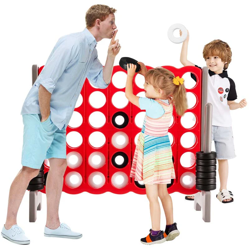 Giant 4-In-A-Row, Jumbo 4-to-Score Giant Game Set with 42 Jumbo Rings & Quick-Release Slider