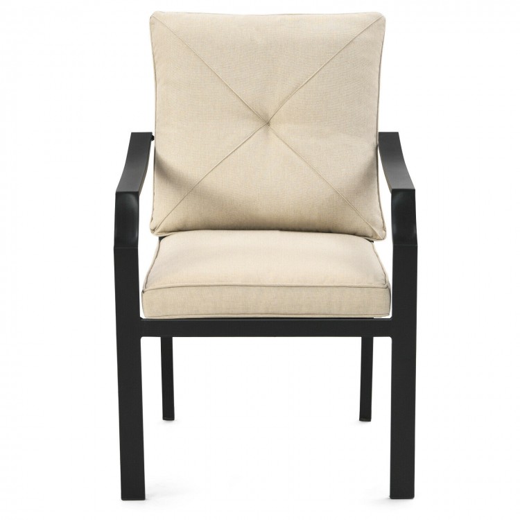 4 Pieces Outdoor Dining Set with Removable Cushions and Rustproof Steel Frame