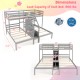 Twin Over Twin and Twin Bunk Bed with Storage Staircase and Guardrail for 3 Kids Teens