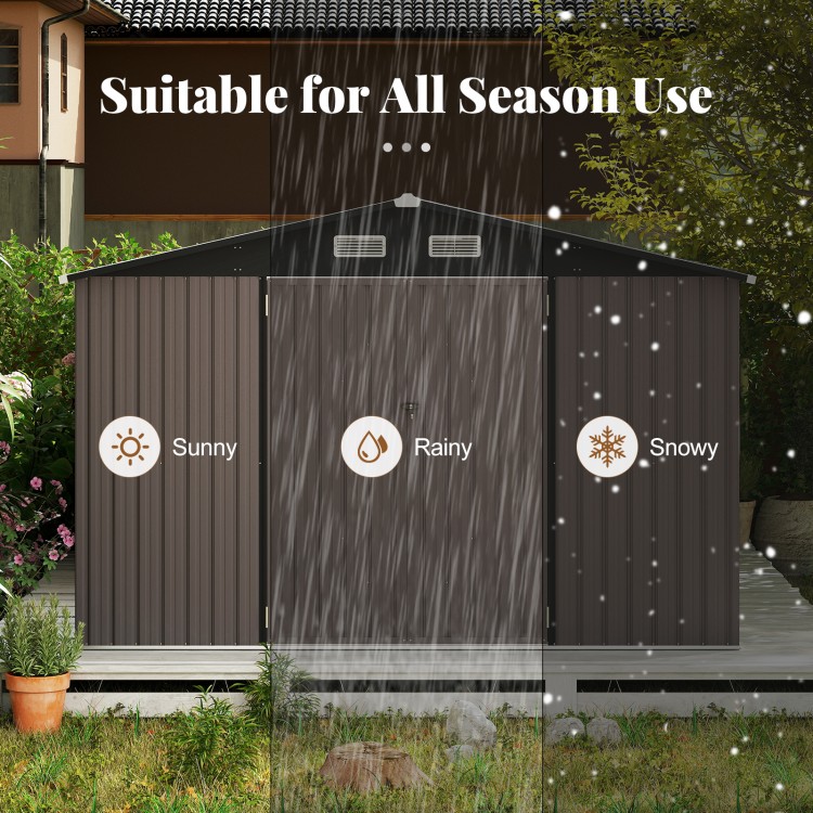 10 x 14 FT Outdoor Storage Shed with Improved Windproof Metal Structure