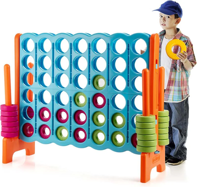 Giant 4-In-A-Row, Jumbo 4-to-Score Giant Game Set with 42 Jumbo Rings & Quick-Release Slider