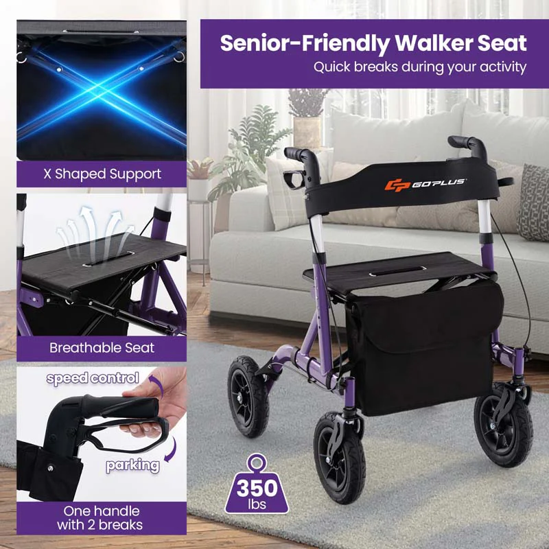 Foldable Rolling Walker with 9.5