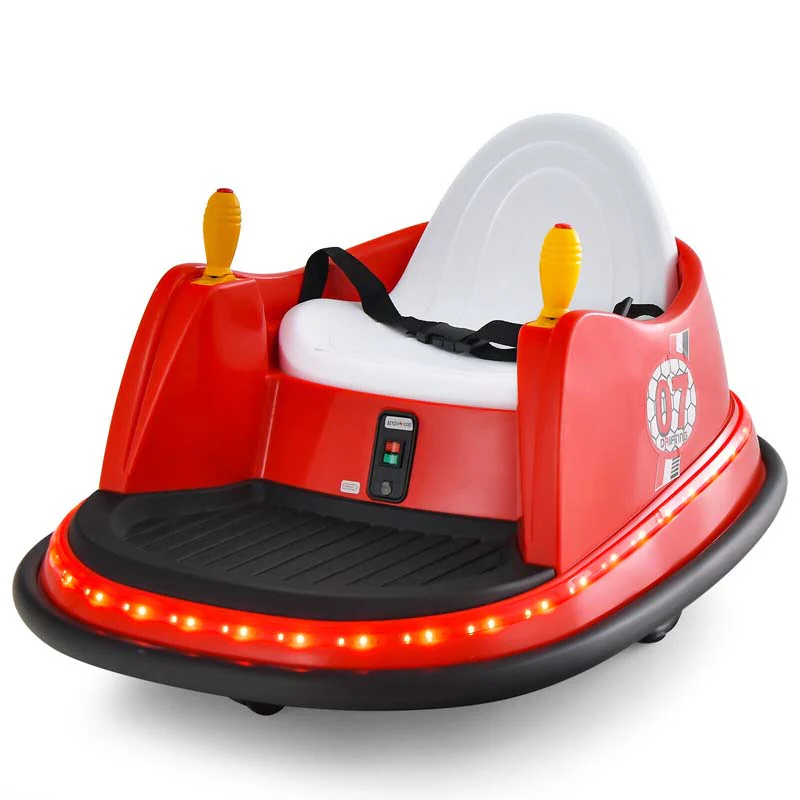 12V Toddler Bumping Car, Battery Powered Baby Ride on Bumper Car with Dual Joysticks, Flashing LED Light & 360 Degree Spin