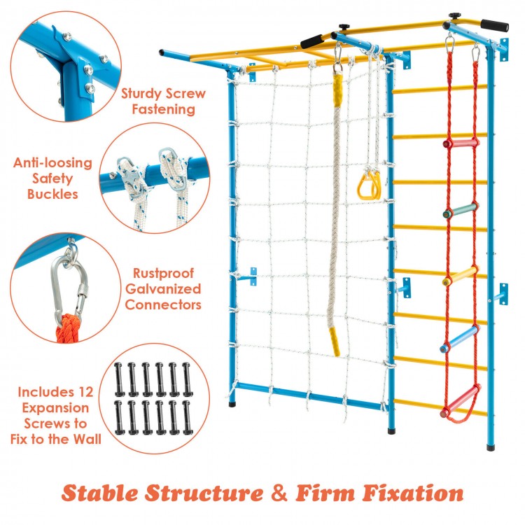 7 In 1 Kids Indoor Gym Playground Swedish Wall Ladder for Solid Wall