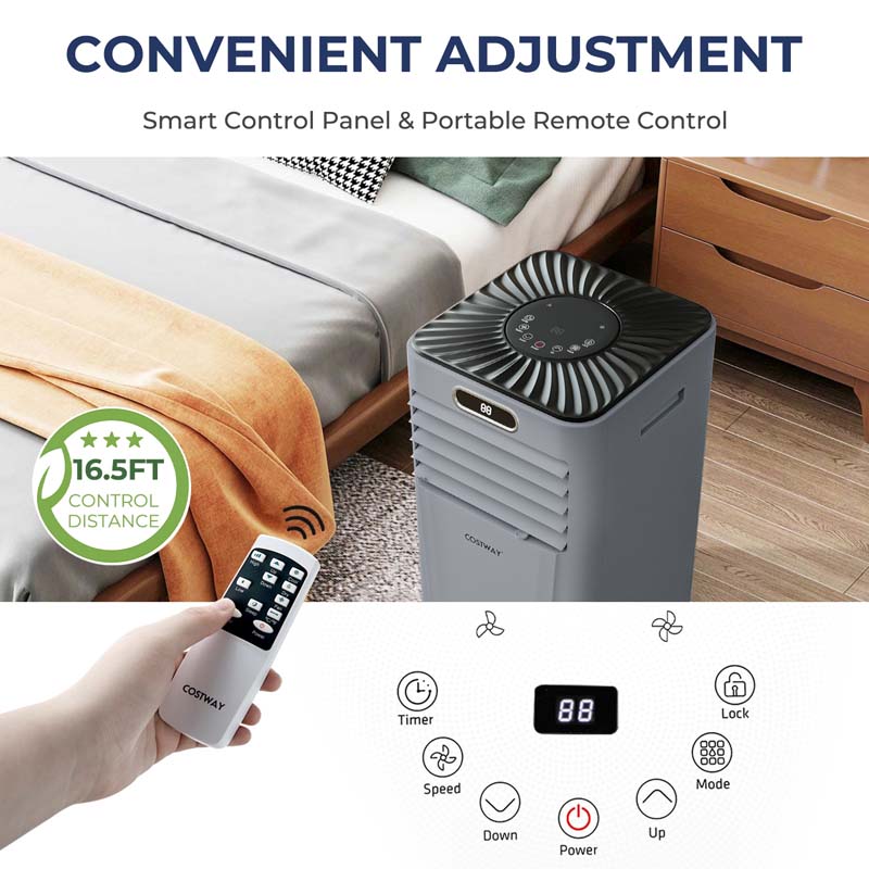 10000 BTU 3-in-1 Portable Air Conditioner Air Cooler Fan Dehumidifier with Remote Control, 24H Timer, Child Lock