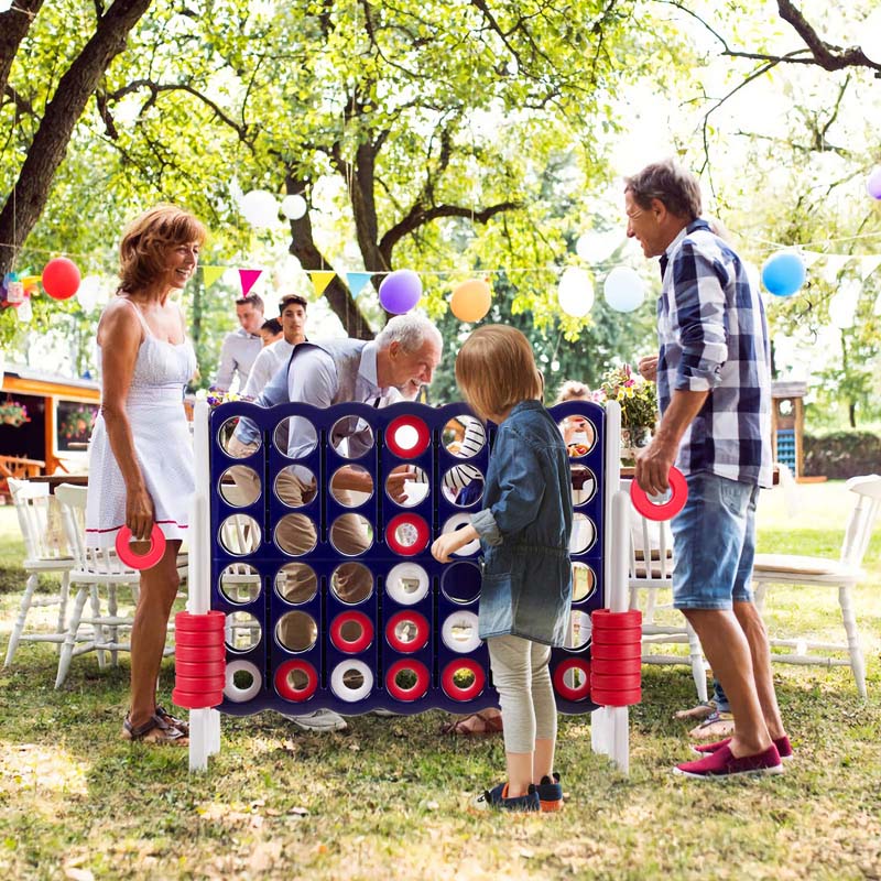 Giant 4-In-A-Row, Jumbo 4-to-Score Giant Game Set with 42 Jumbo Rings & Quick-Release Slider
