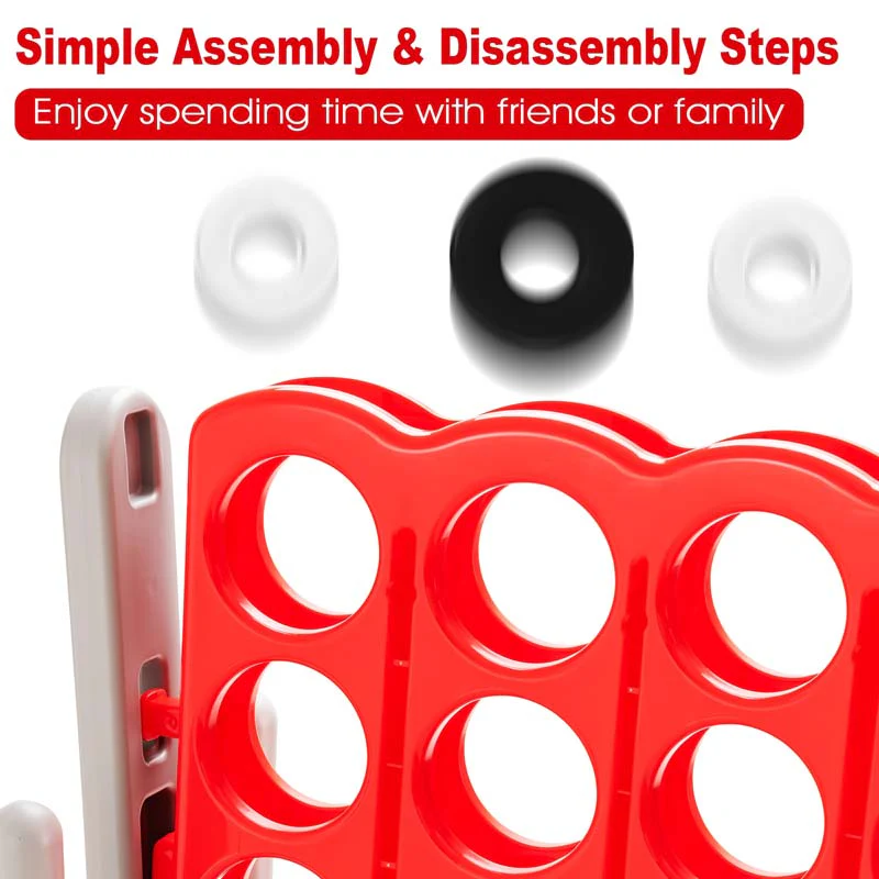 Giant 4-In-A-Row, Jumbo 4-to-Score Giant Game Set with 42 Jumbo Rings & Quick-Release Slider