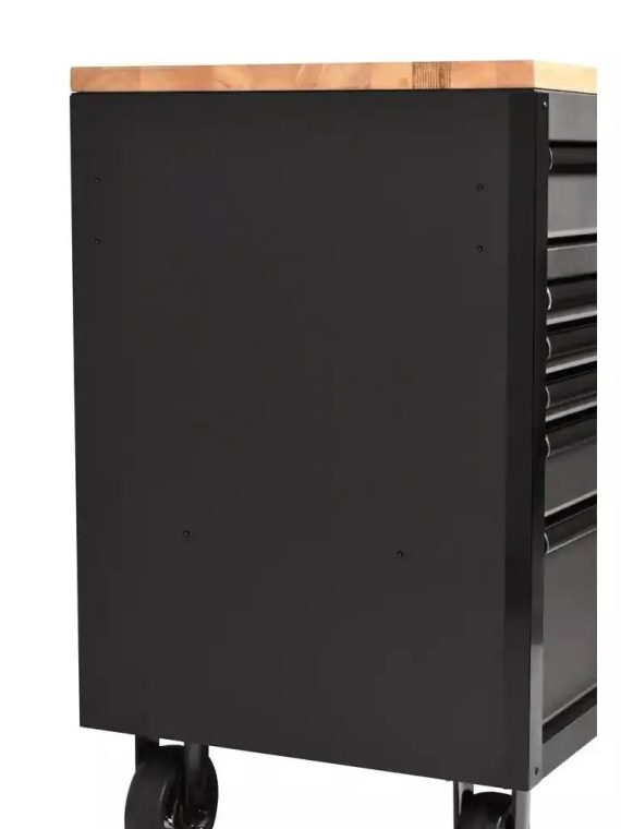 Heavy Duty 61 in. W x 23 in. D 15-Drawer Mobile Workbench with Solid Wood Top