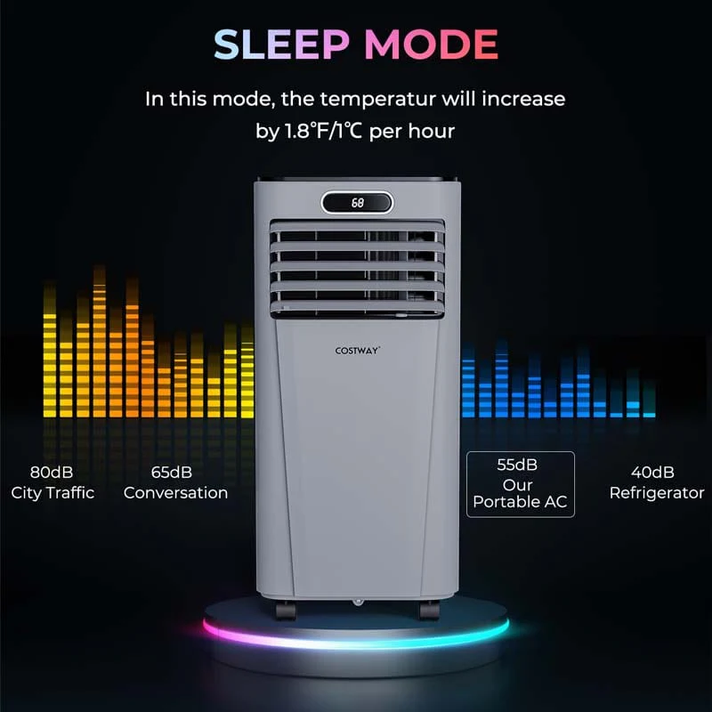10000 BTU 3-in-1 Portable Air Conditioner Air Cooler Fan Dehumidifier with Remote Control, 24H Timer, Child Lock