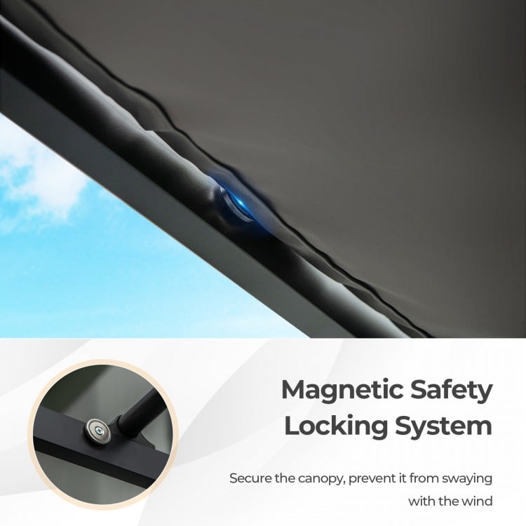 10 x 10 Feet Outdoor Pergola with Retractable Canopy and Metal Columns