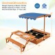 Kids Wooden Sand Box with Foldable Picnic Sensory Table and Bench