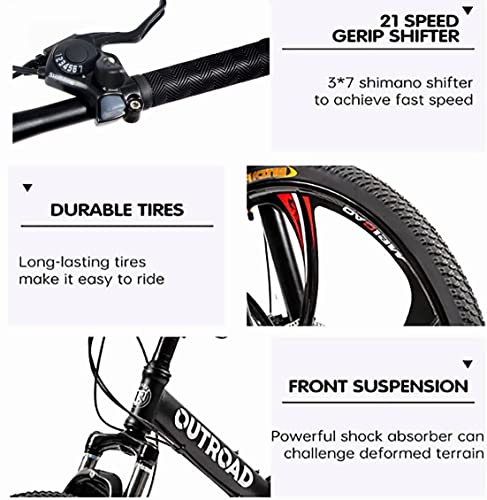 Outroad Folding Mountain Bike 26 Inch for Adult, 21-Speed Dual Suspension MTB Foldable Bicycle