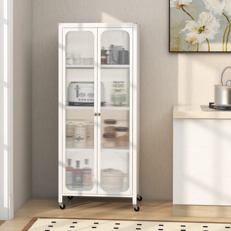 Storage Cabinet with Wheels and Adjustable Shelves