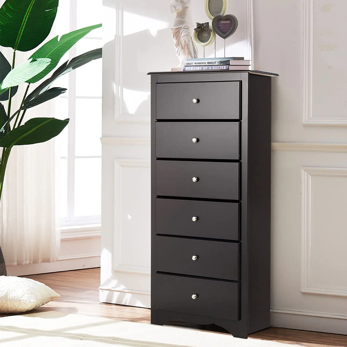 Giantex Chest of 6 Drawers, Free Standing Storage Cabinet, Wooden Storage Dresser Tallboy Cabinet