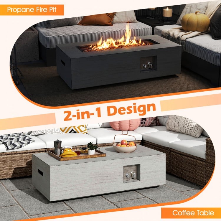 42 Inch 50,000 BTU Outdoor Rectangular Fire Table with Tank Holder