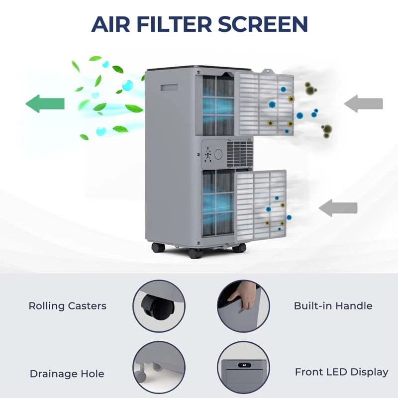 10000 BTU 3-in-1 Portable Air Conditioner Air Cooler Fan Dehumidifier with Remote Control, 24H Timer, Child Lock