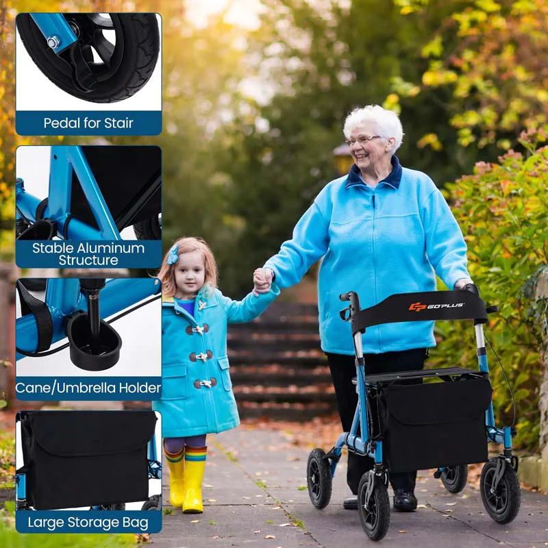 Foldable Rolling Walker with 9.5