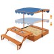 Kids Wooden Sand Box with Foldable Picnic Sensory Table and Bench