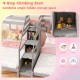 Twin Over Twin and Twin Bunk Bed with Storage Staircase and Guardrail for 3 Kids Teens