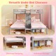 Twin Over Twin and Twin Bunk Bed with Storage Staircase and Guardrail for 3 Kids Teens