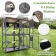 72 Inch Large Wooden Cat House Catio Kitten Enclosure on Wheels with Weatherproof Asphalt Roof
