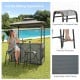 3-Piece Patio Bar Set Grill Gazebo & 2 Bar Stools with Tempered Glass Bar Table