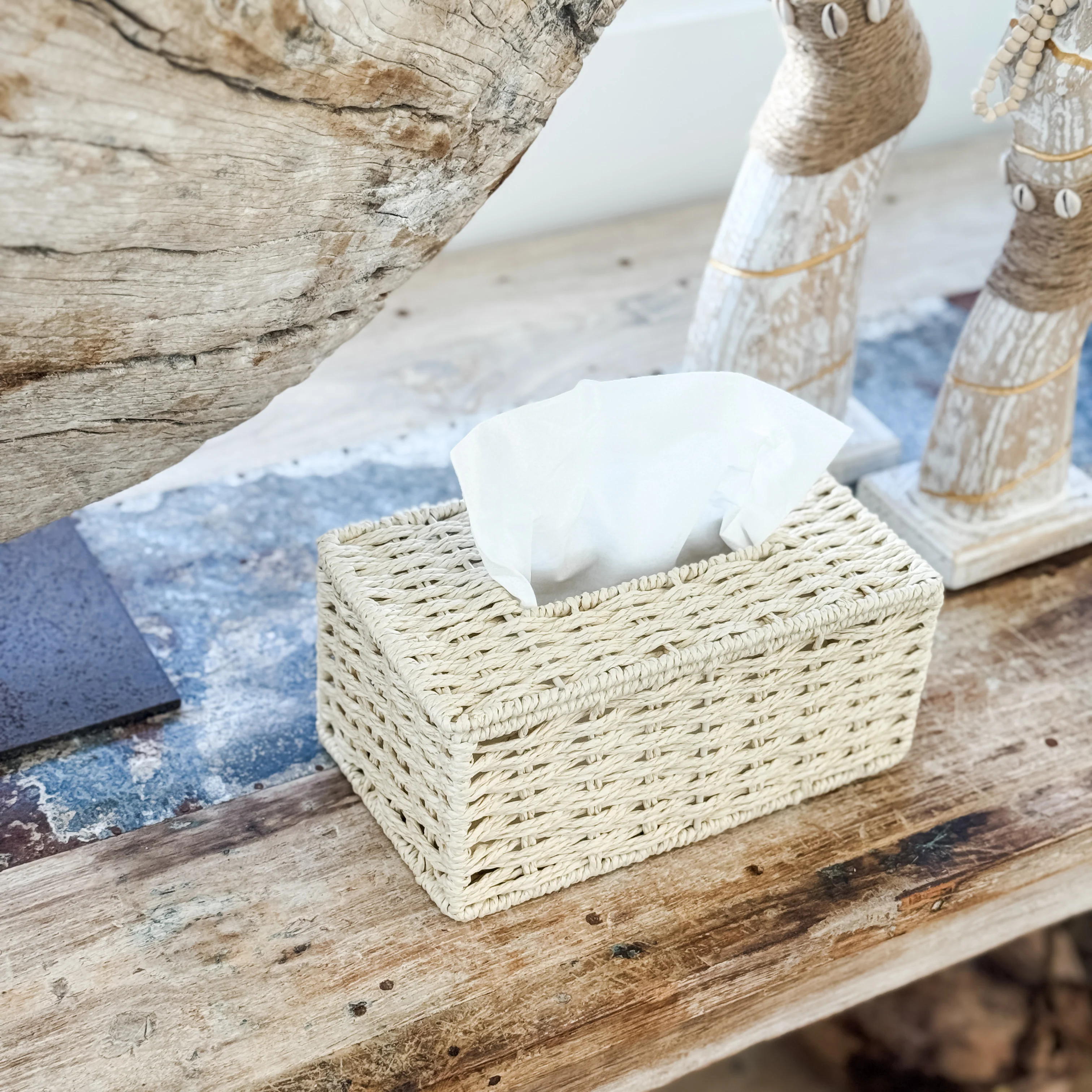 Natural Woven Rectangular Tissue Box Cover