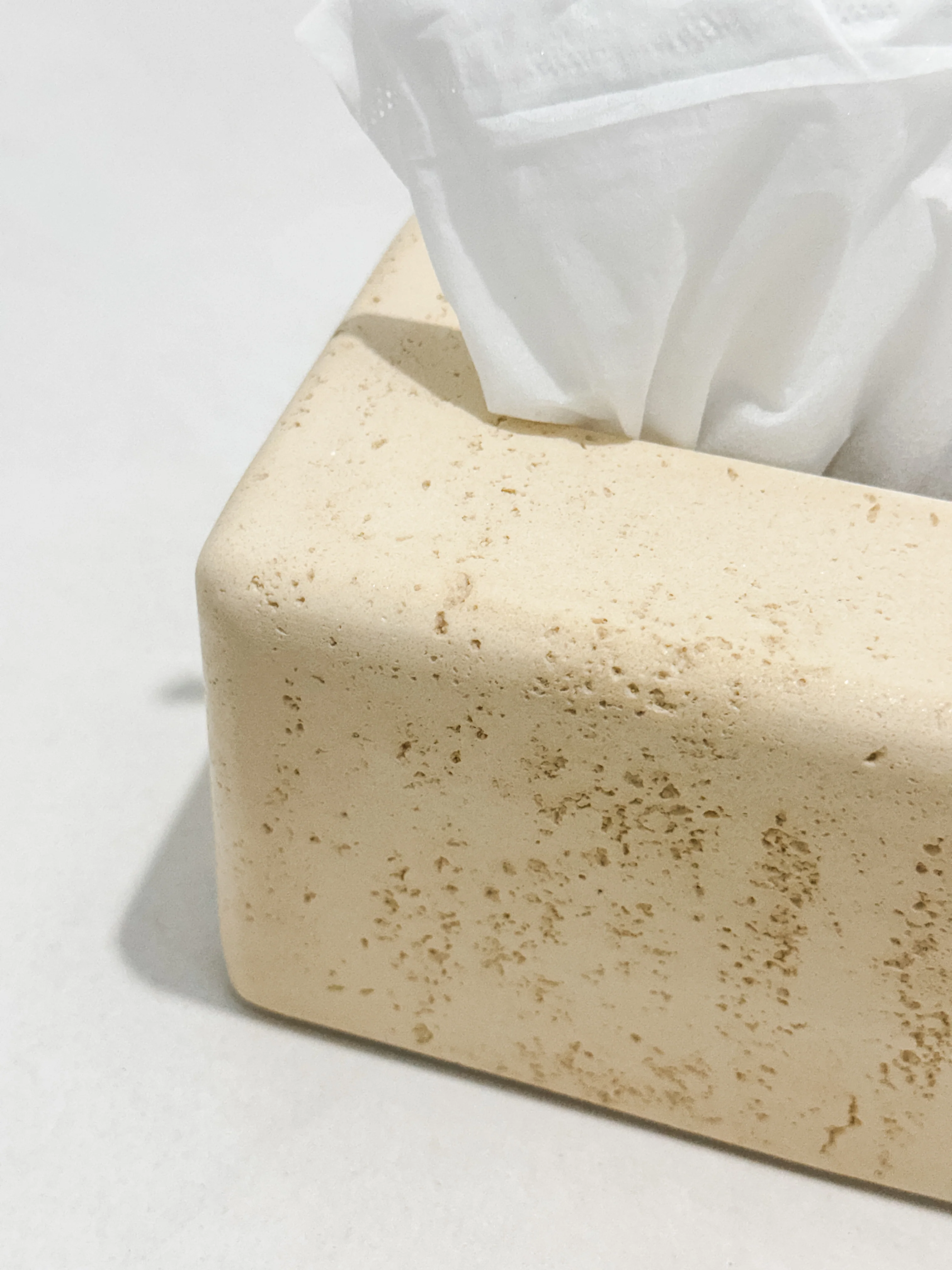 Travertine-Style Tissue Box | Sand Preorder