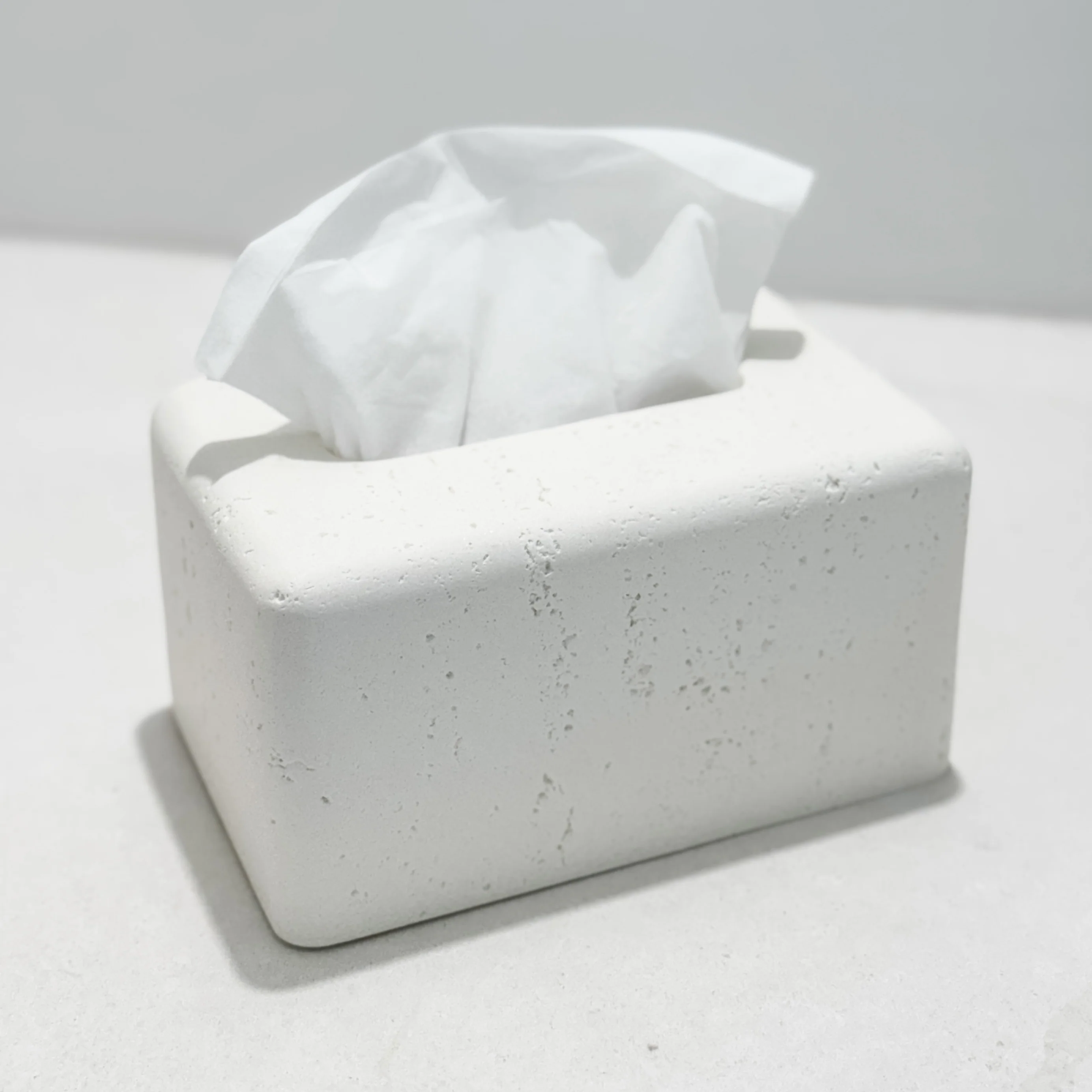 Travertine-Style Tissue Box | Chalk