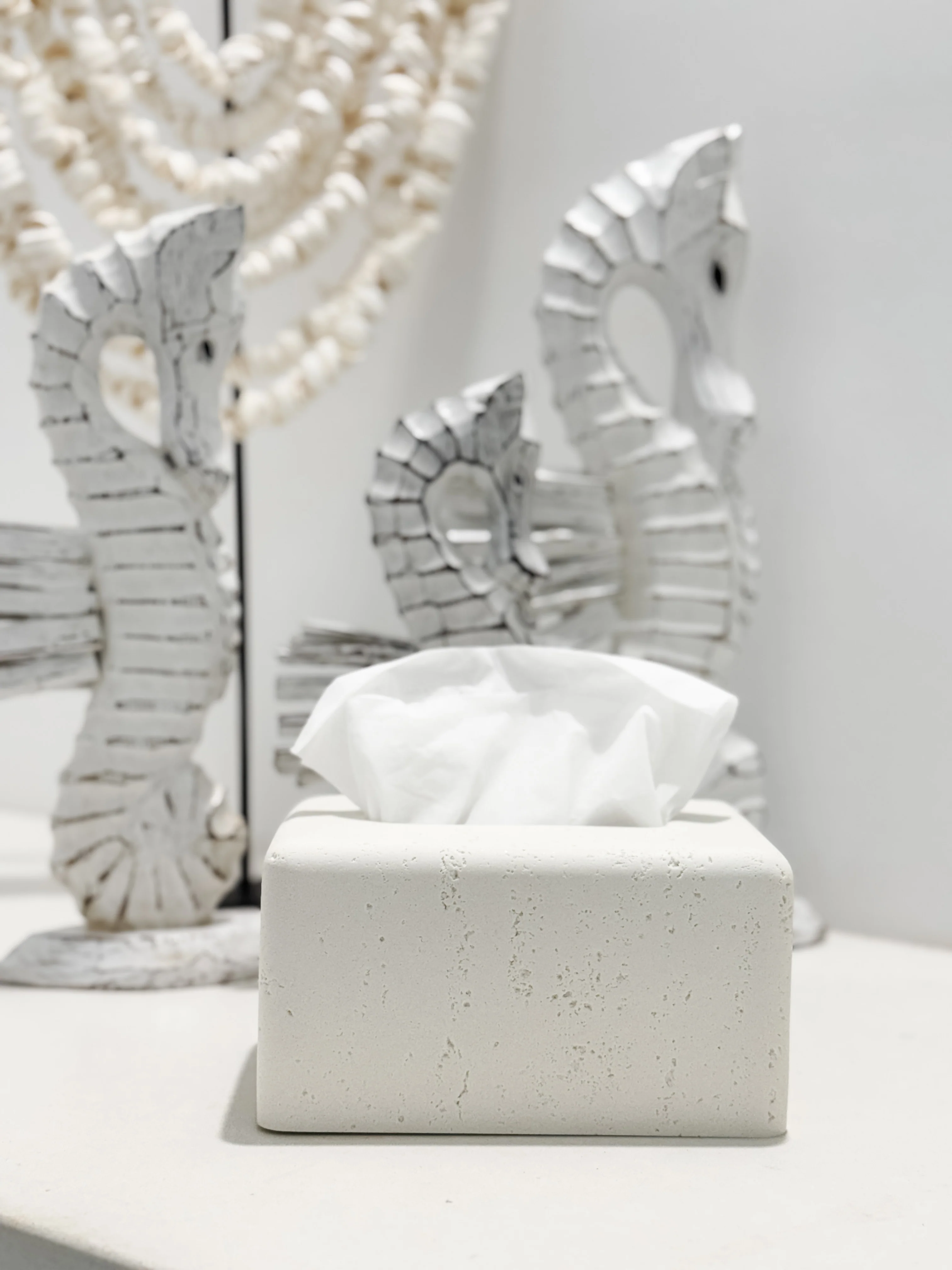 Travertine-Style Tissue Box | Chalk