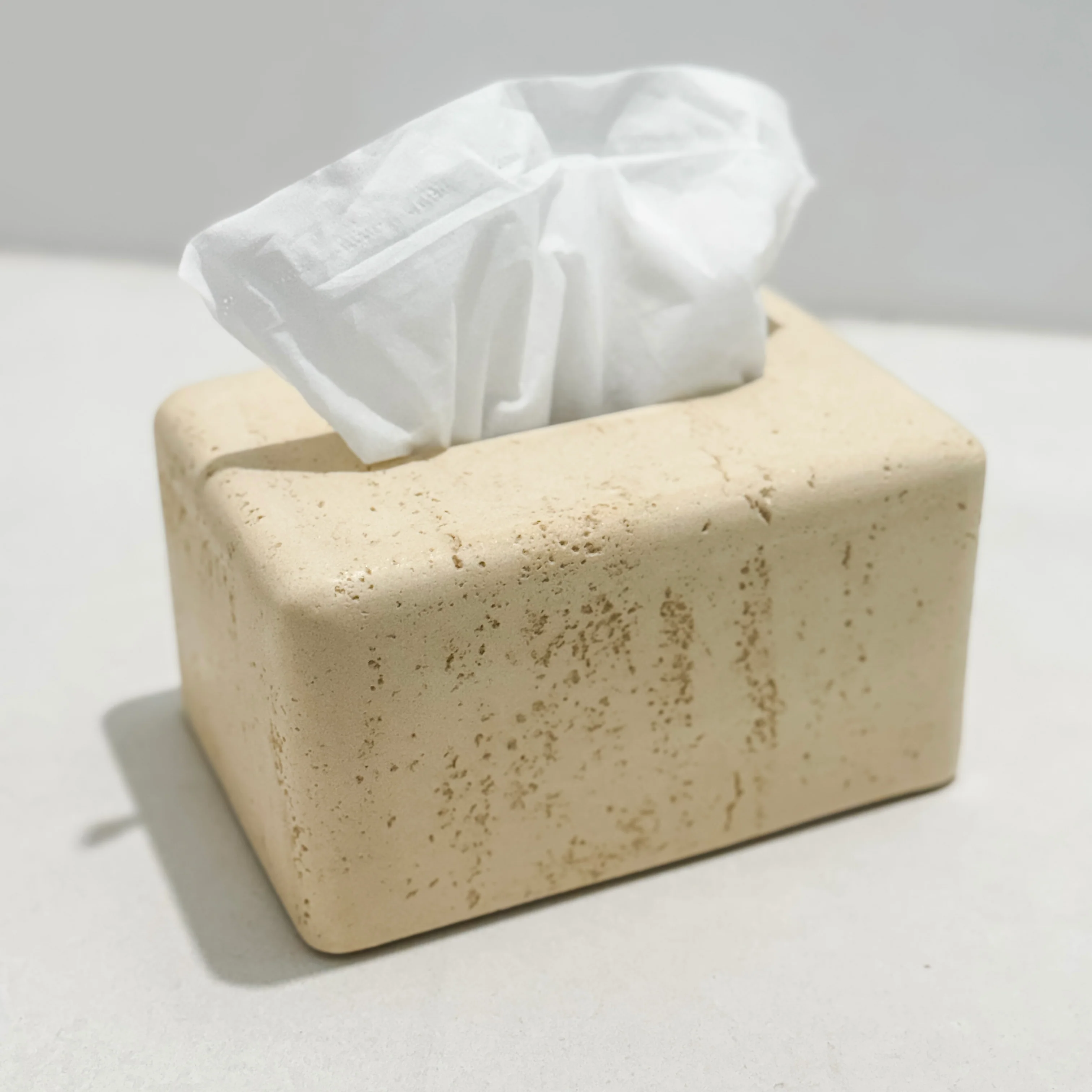 Travertine-Style Tissue Box | Sand Preorder