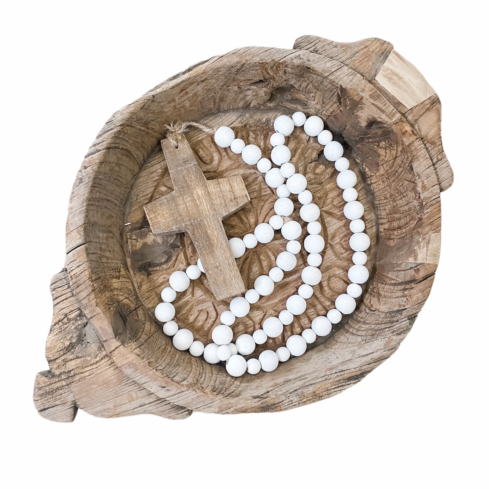 Beaded Cross Garland | White Bead