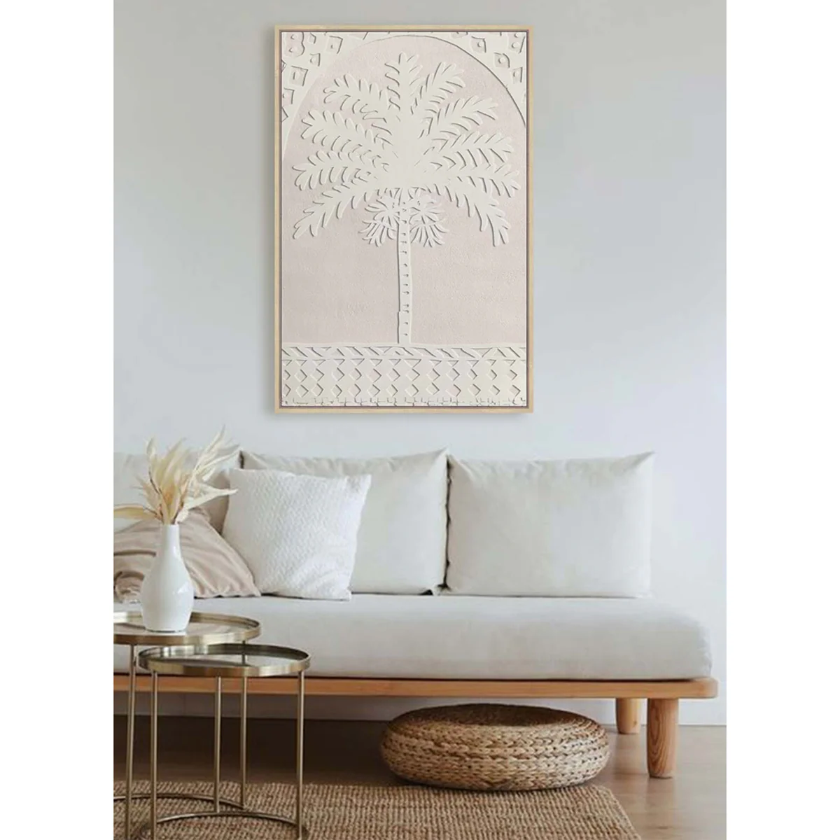 Palm 3D Painted Canvas Blush