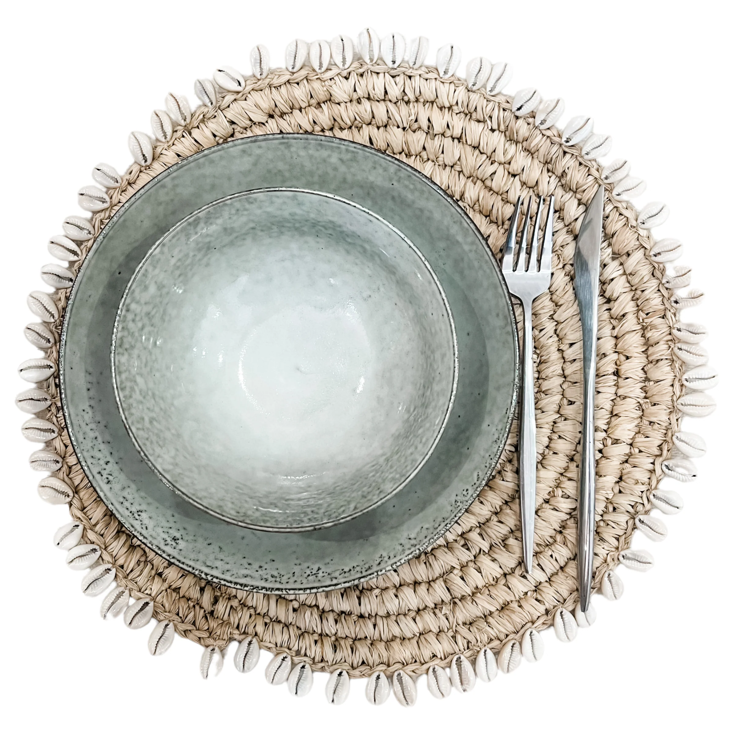 Bora Bora Raffia Placemat | Cowrie Shell