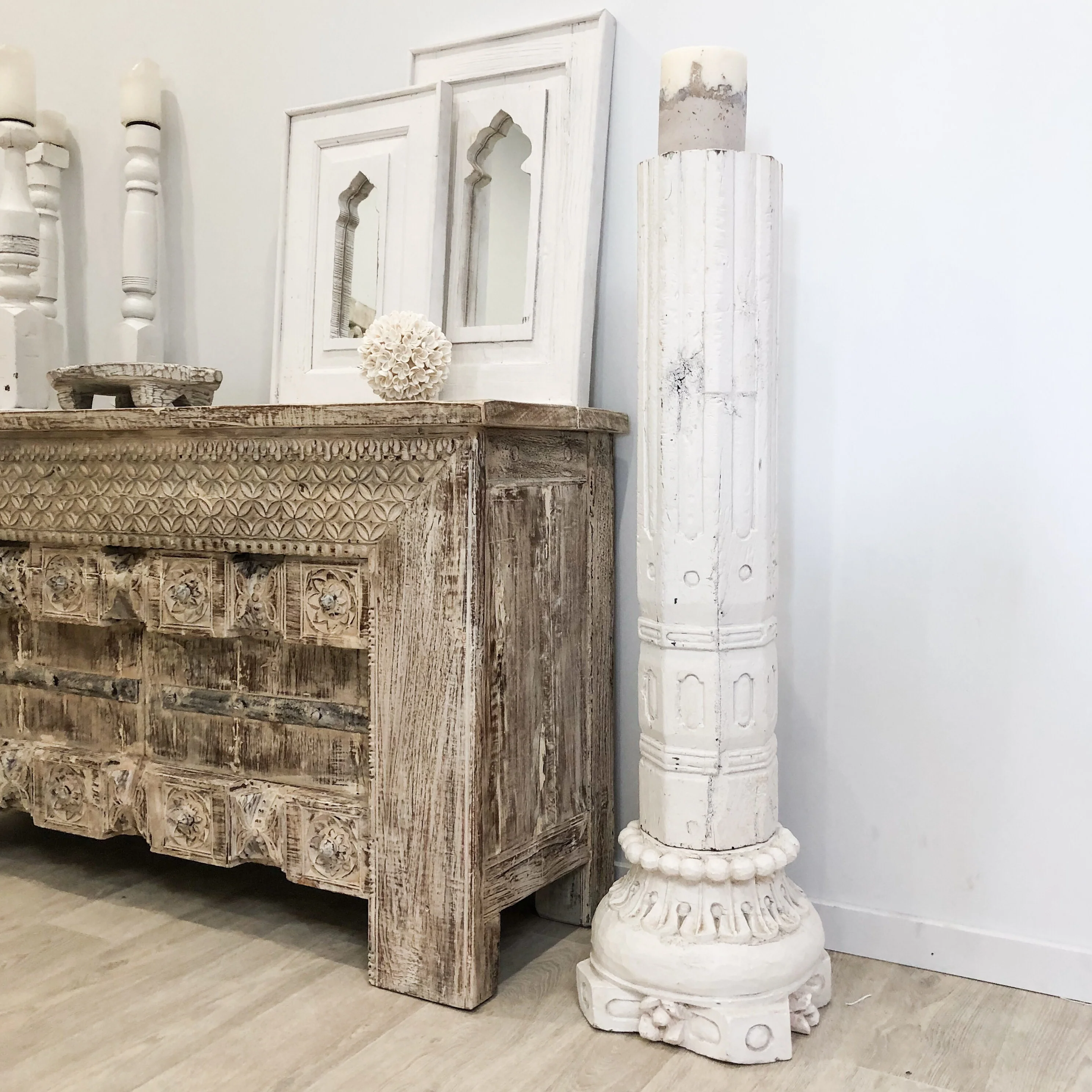 Old Indian Column | Wood Base