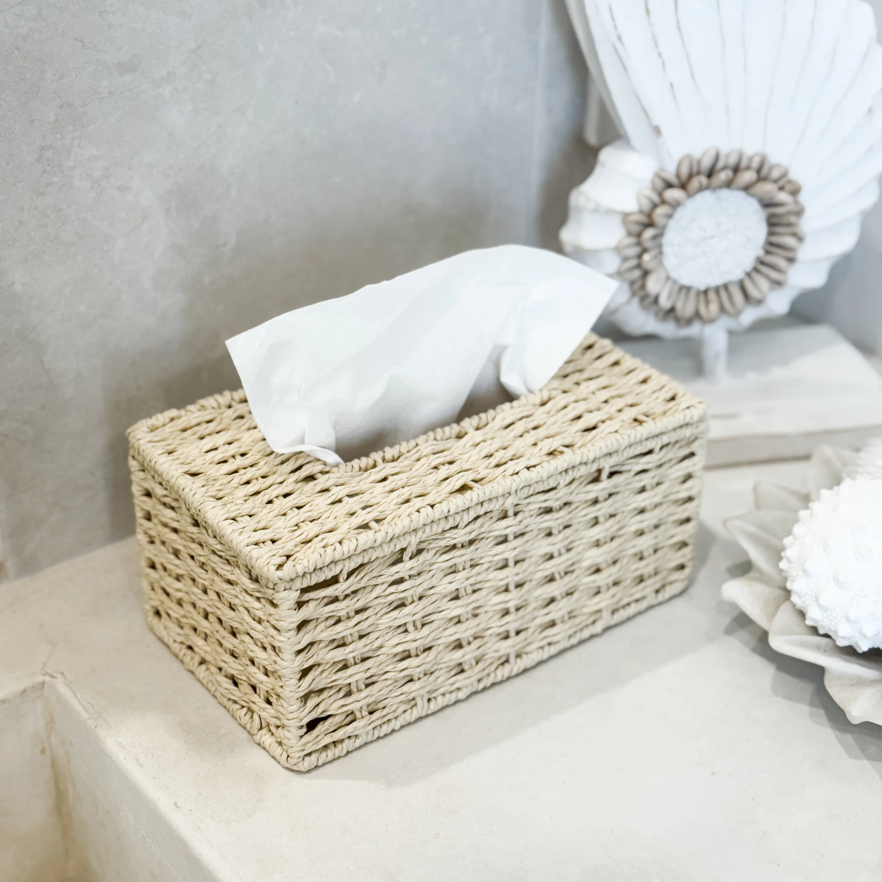 Natural Woven Rectangular Tissue Box Cover