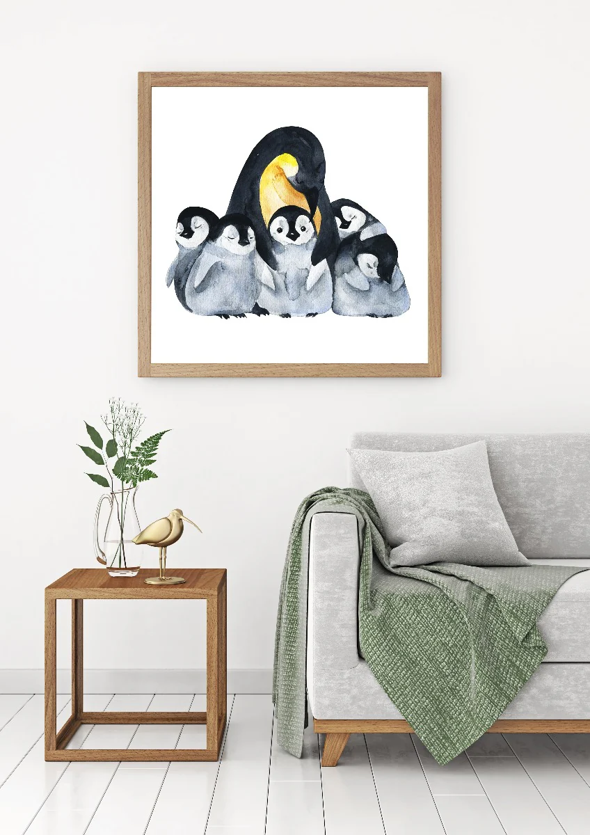 Penguin Family Watercolor juliste