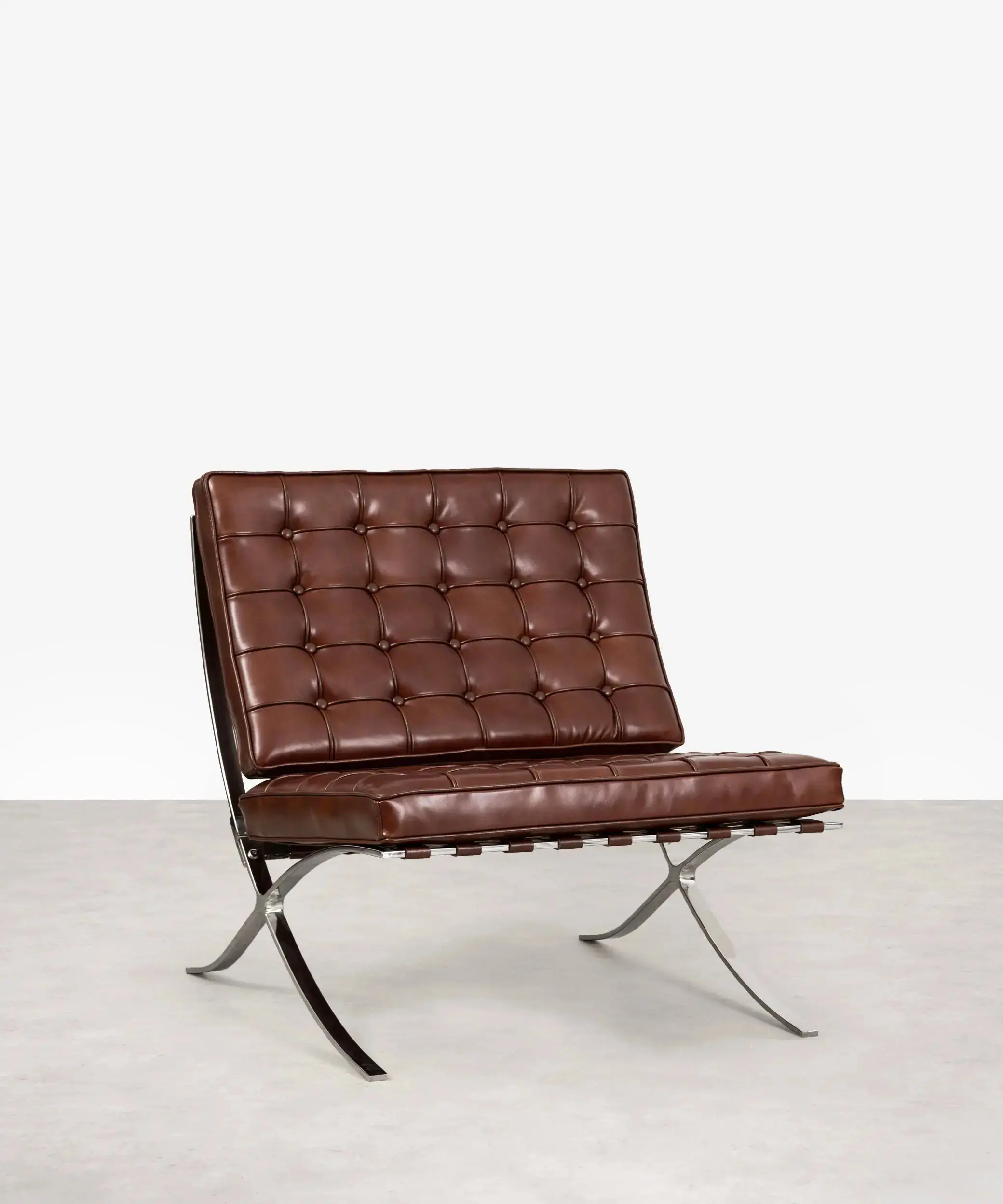 Silla de Acero Tapizada en Piel Italiana Barcelona