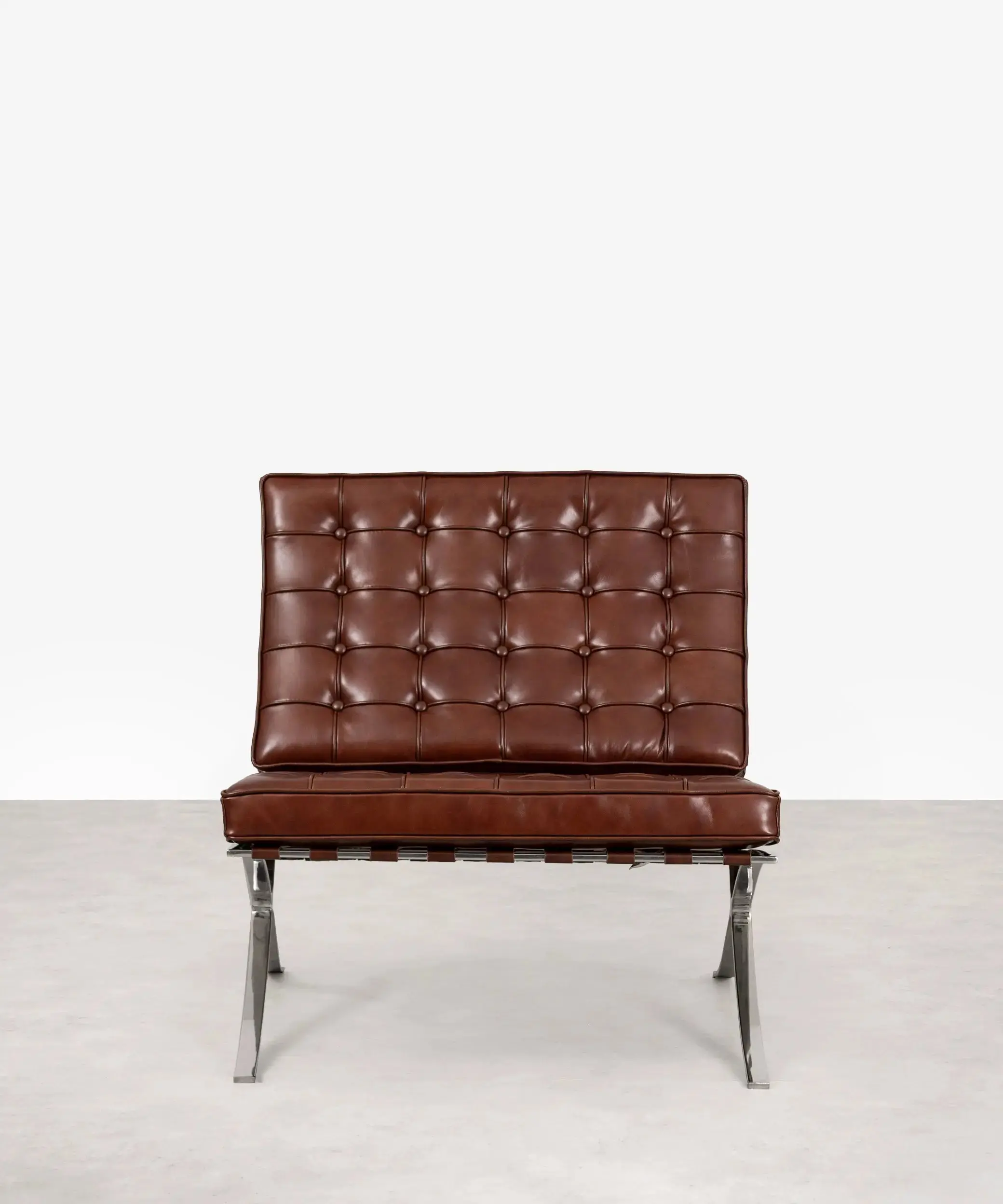 Silla de Acero Tapizada en Piel Italiana Barcelona