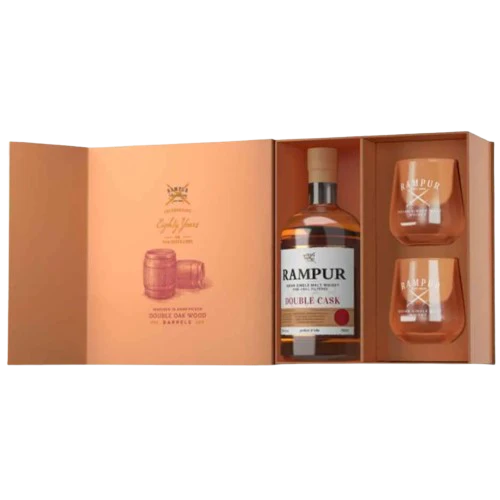 Rampur Double Cask Whisky Gift Set 70CL