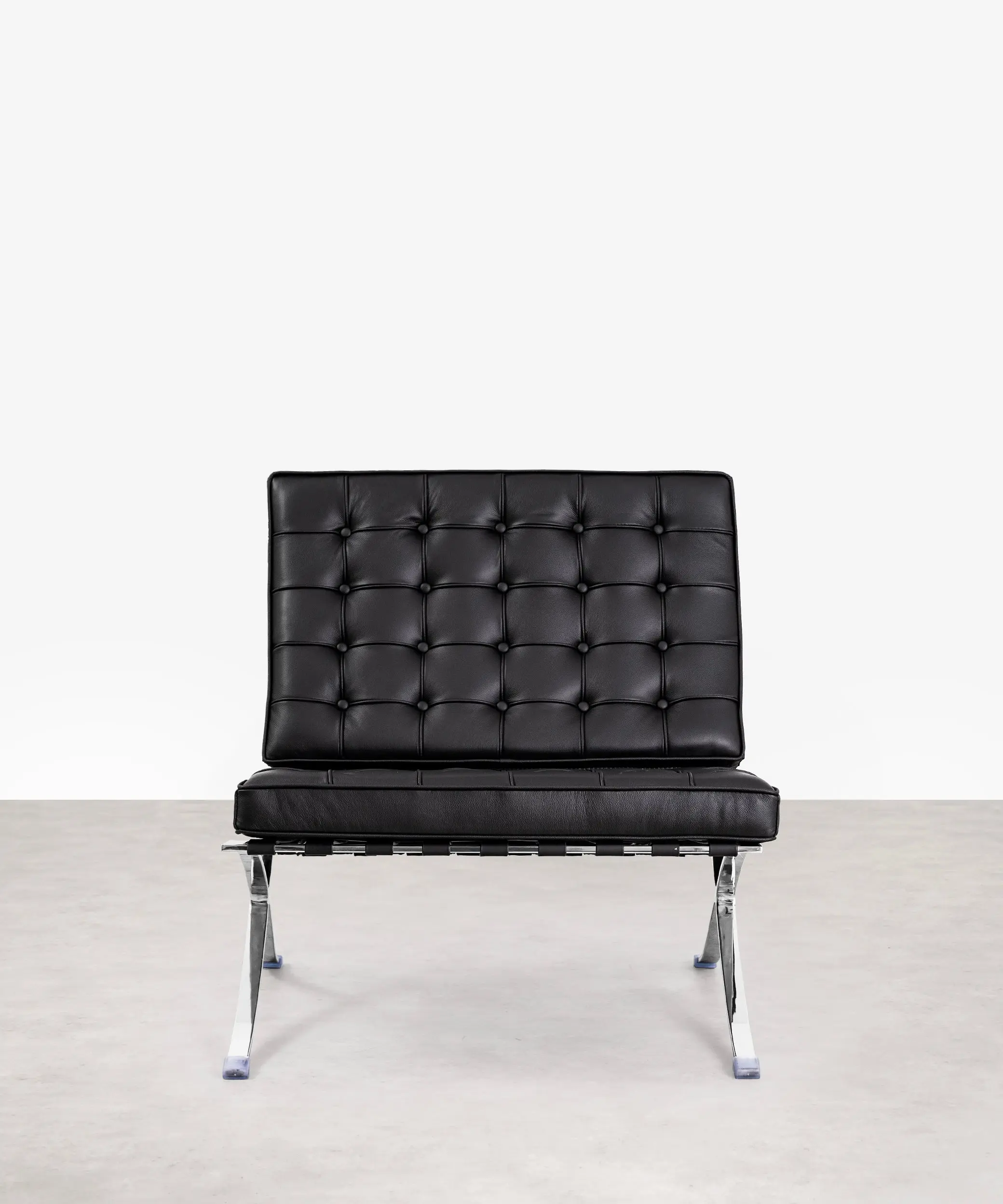 Silla de Acero Tapizada en Piel Italiana Barcelona