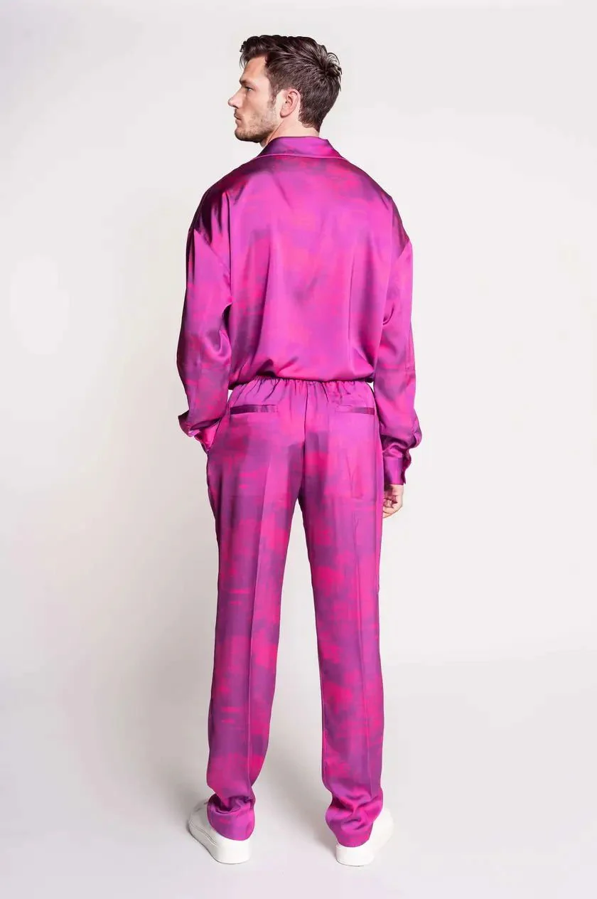 French-Made 100% Silk Savanna Print Pants