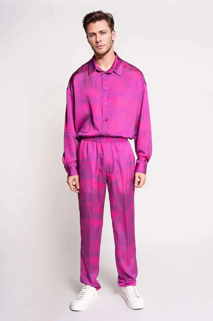 French-Made 100% Silk Savanna Print Pants