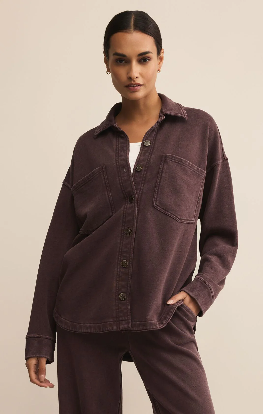 All Day Knit Jacket Chocolate Cherry