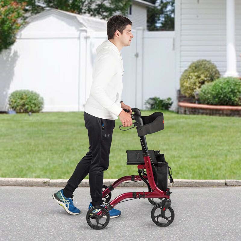 Folding Rollator Walker with Seat & Storage Bag, Lightweight Medical Walker Rolling Mobility Walking Aid