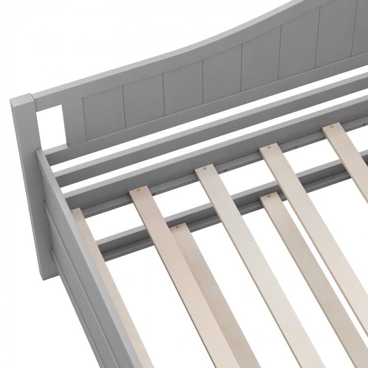 Twin Size Daybed with Trundle and Slats Support on Wheels