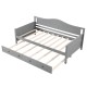 Twin Size Daybed with Trundle and Slats Support on Wheels