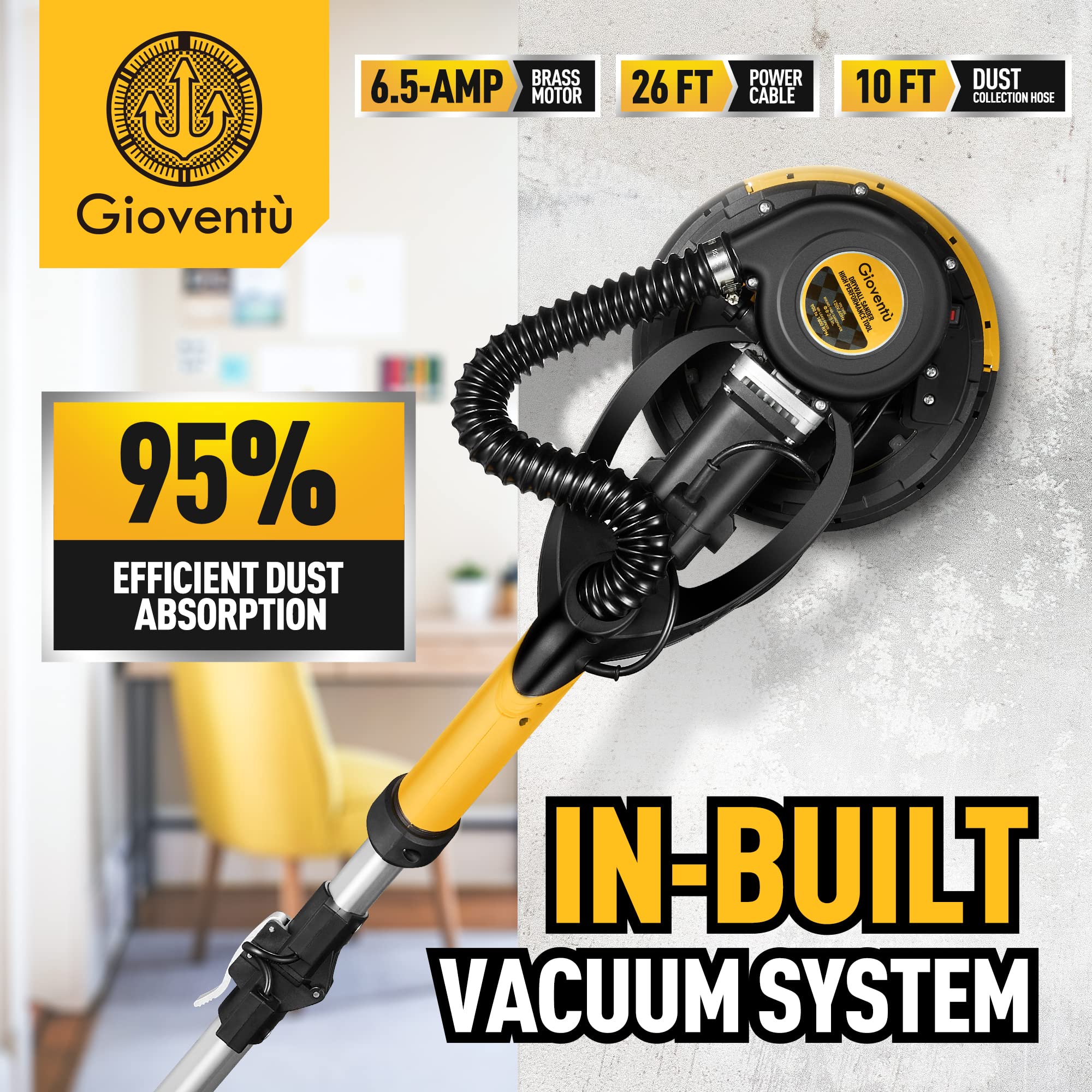 Giovent�� Electric Drywall Sander with Vacuum for Popcorn Ceiling